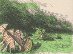 Ships in storm color lima